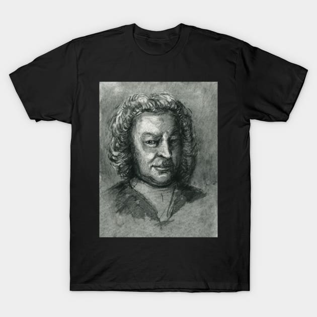 Johann Sebastian Bach - charcoal portrait T-Shirt by Karolina Studena-art